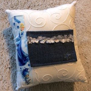 Handmade tooth fairy pillow Cinderella blue white princess ribbon girls